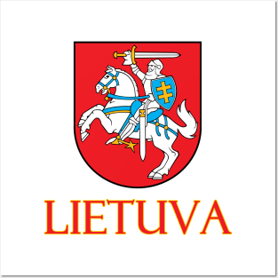 Lithuania - Coat of Arms Design (Lithuanian Text) Posters and Art